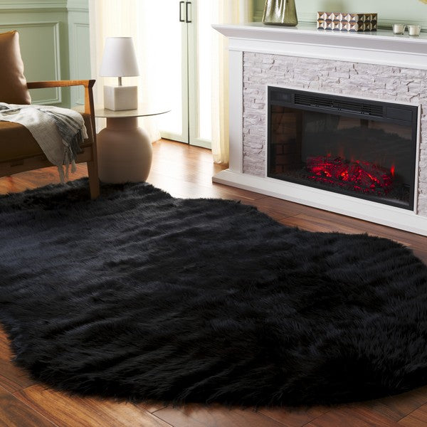 safavieh clearance faux sheep skin fss115b black rug