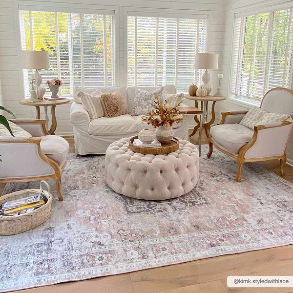 Hauteloom Fatih FATI Beige Machine Made Chenille-Polyester Rug