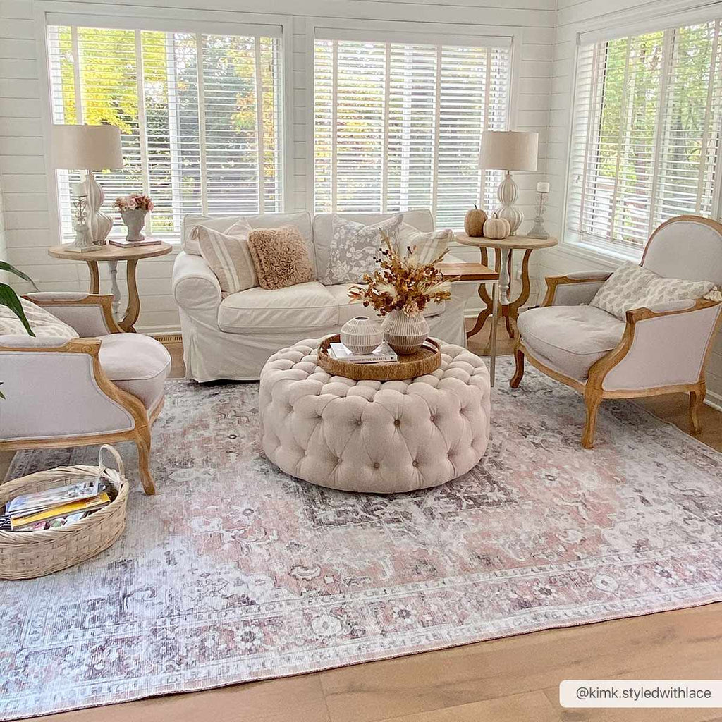 Hauteloom Fatih FATI Beige Machine Made Chenille-Polyester Rug