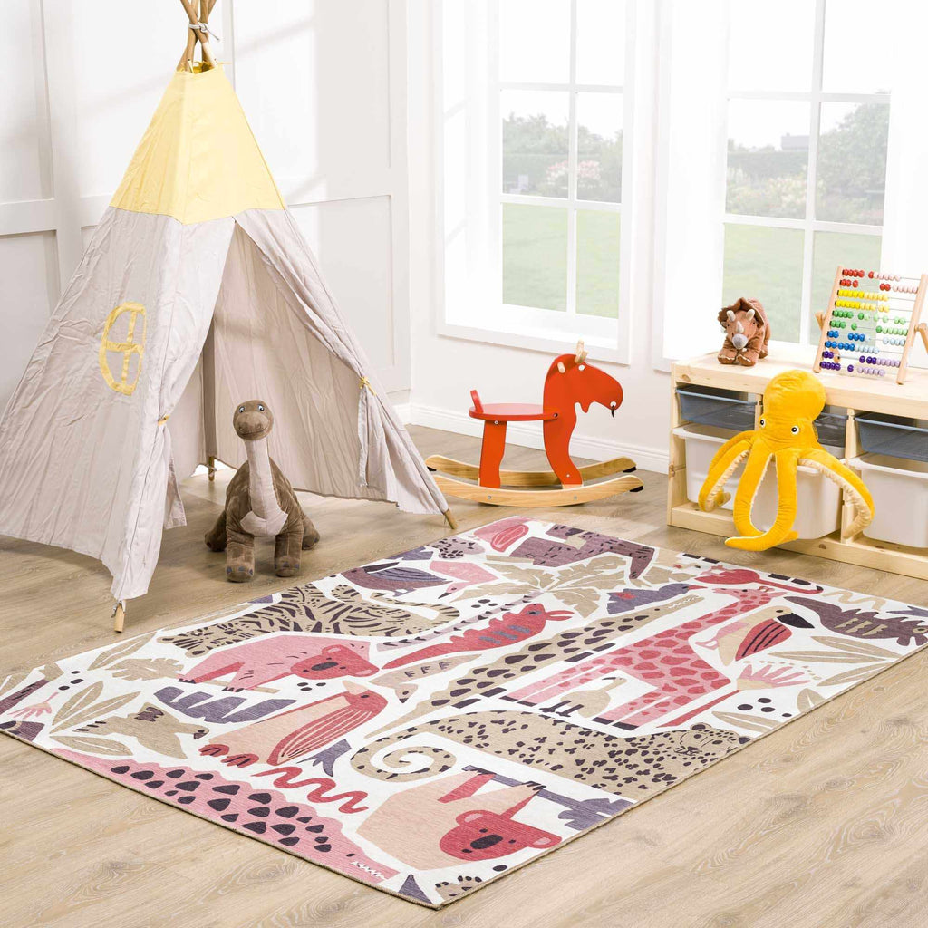 Hauteloom Natal NMQFLA1 Beige Machine Made Chenille-Polyester Rug