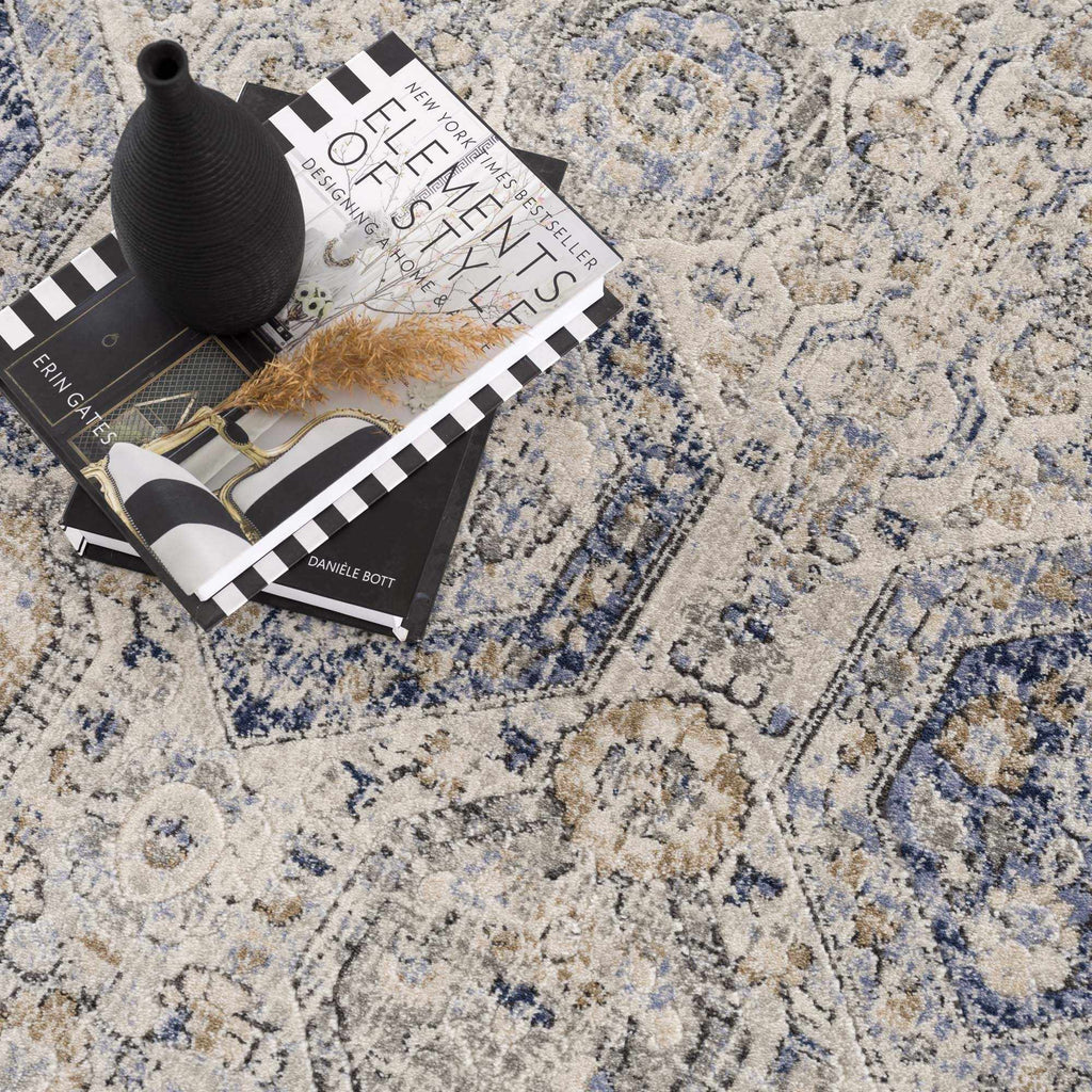 Hauteloom Burnettsville BRNTT Navy Machine Made Polypropylene Rug