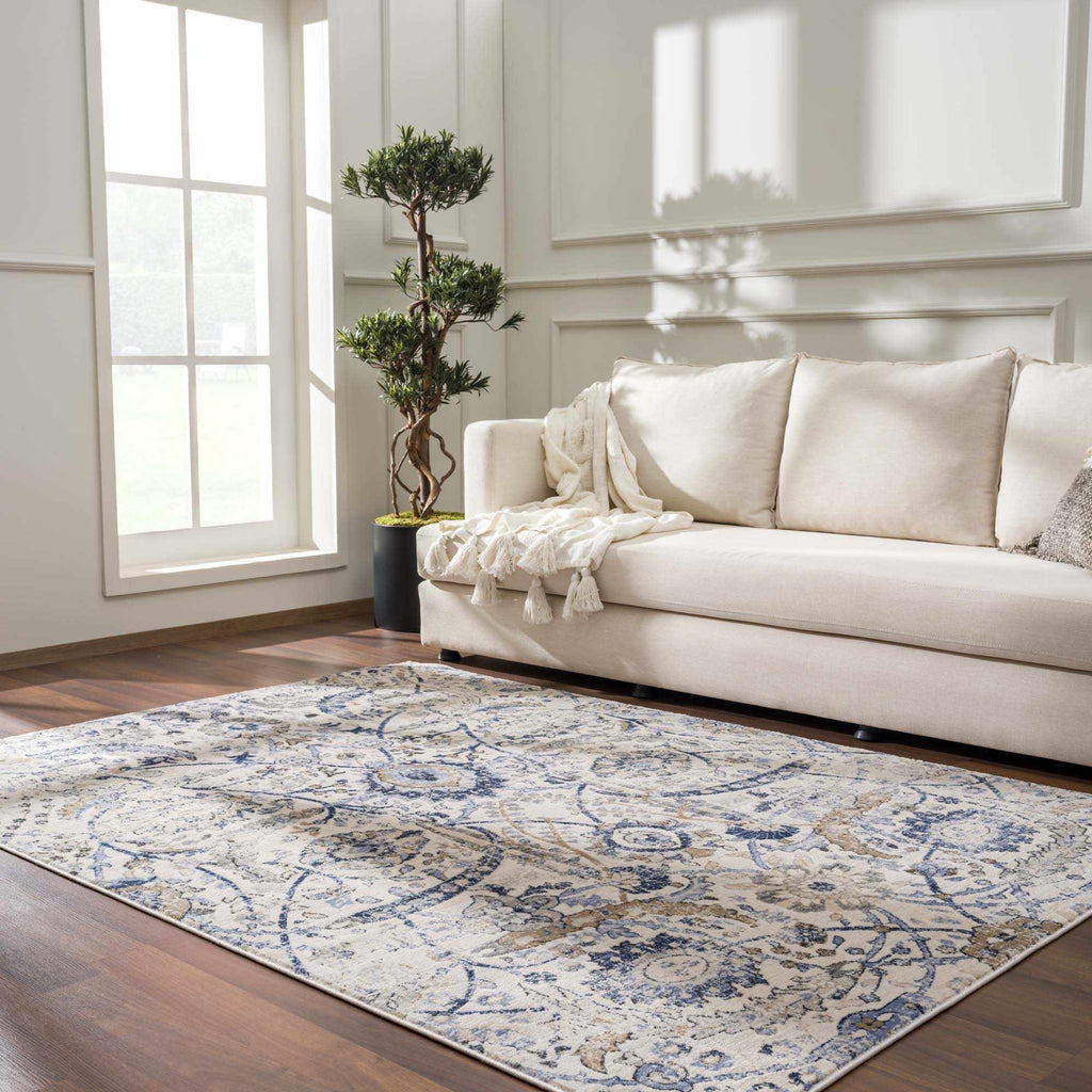 Hauteloom Erbacon ERB Navy Machine Made Polypropylene Rug