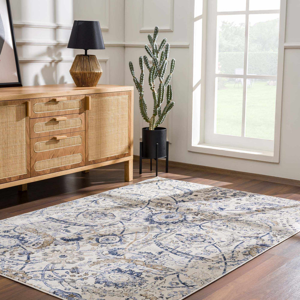 Hauteloom Erbacon ERB Navy Machine Made Polypropylene Rug