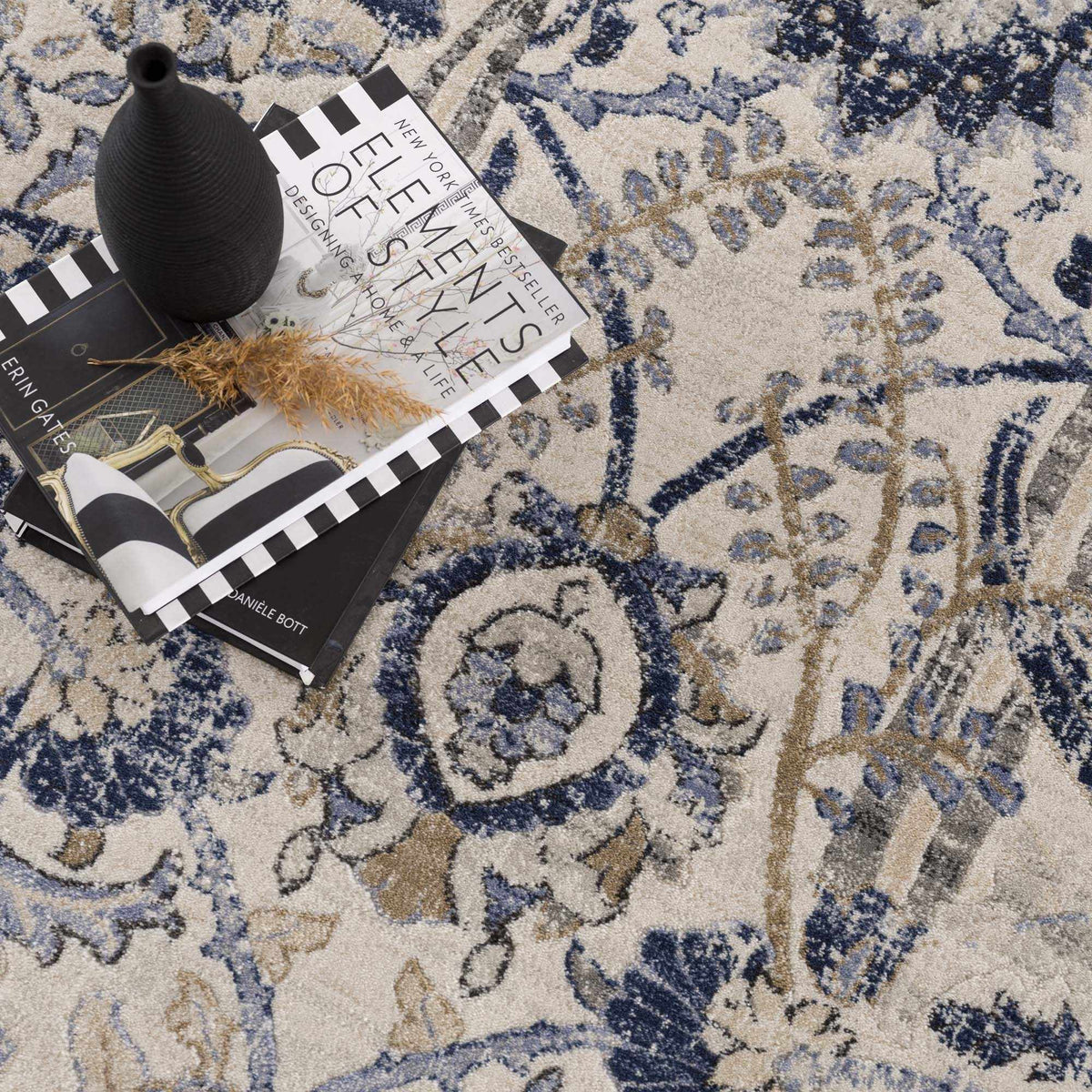 Hauteloom Erbacon ERB Navy Machine Made Polypropylene Rug