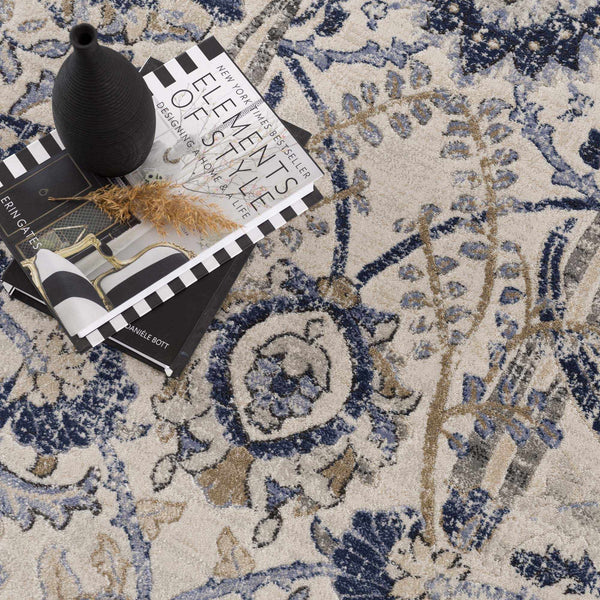 Hauteloom Erbacon ERB Navy Machine Made Polypropylene Rug
