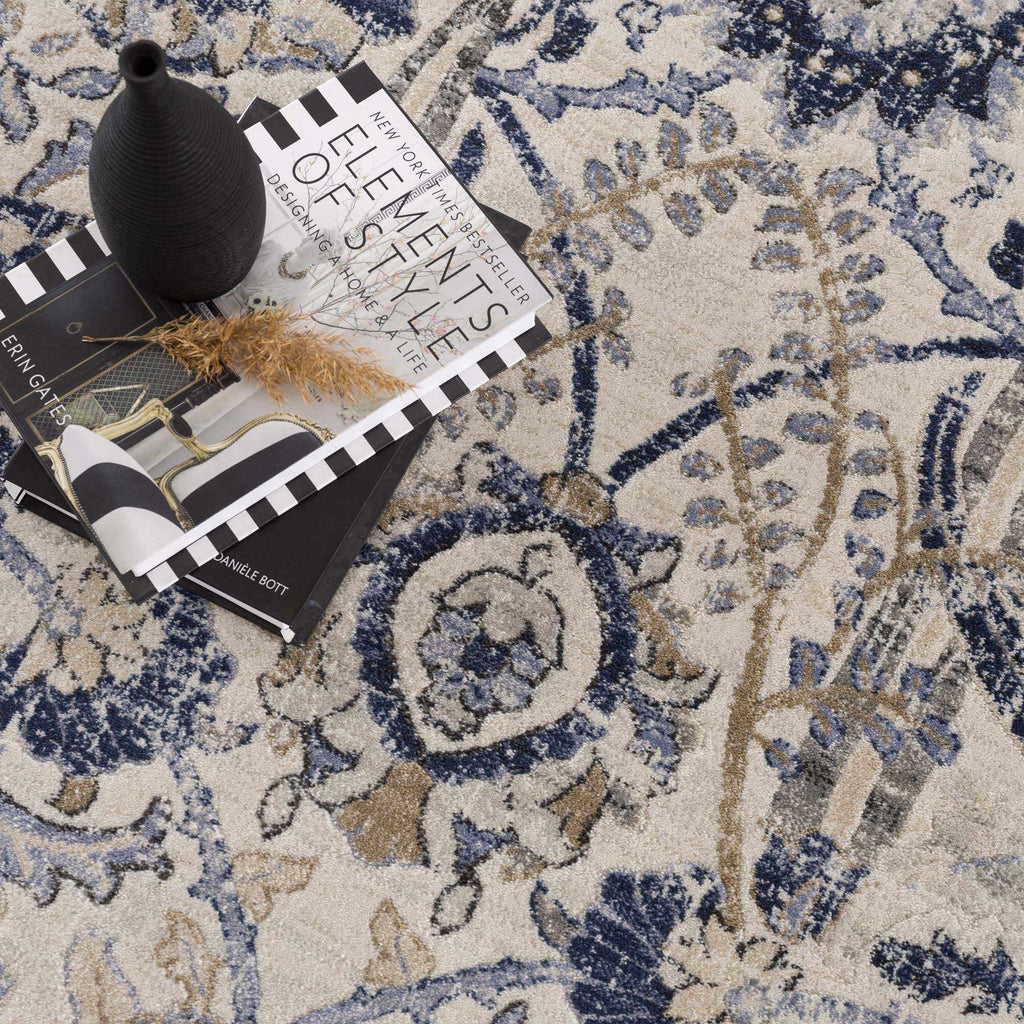 Hauteloom Erbacon ERB Navy Machine Made Polypropylene Rug