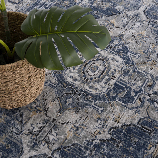 Hauteloom Telina TELI Blue Machine Made Polypropylene Rug