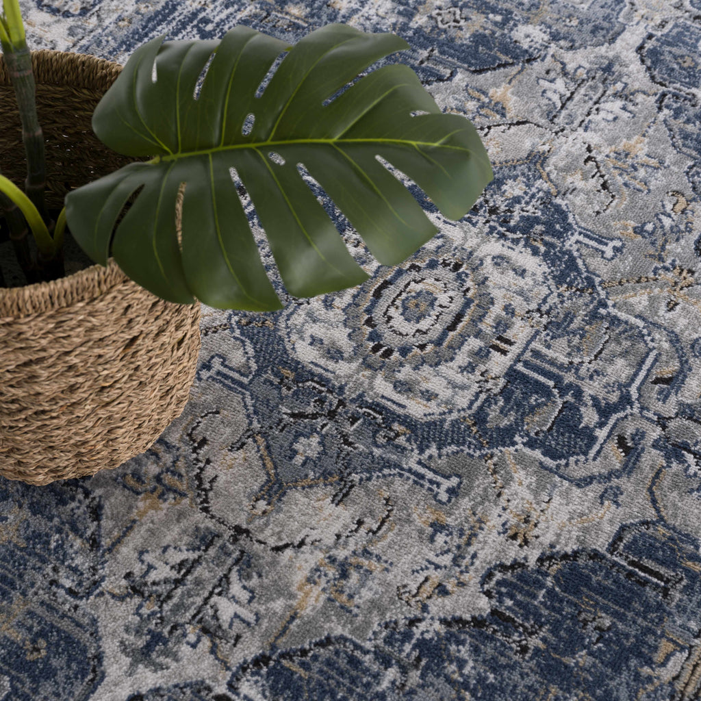 Hauteloom Telina TELI Blue Machine Made Polypropylene Rug