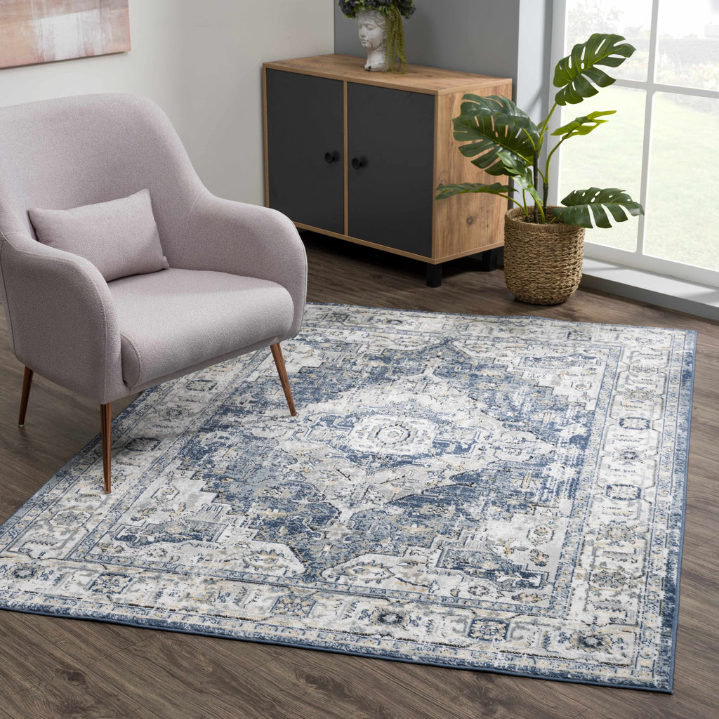 Hauteloom Telina TELI Blue Machine Made Polypropylene Rug