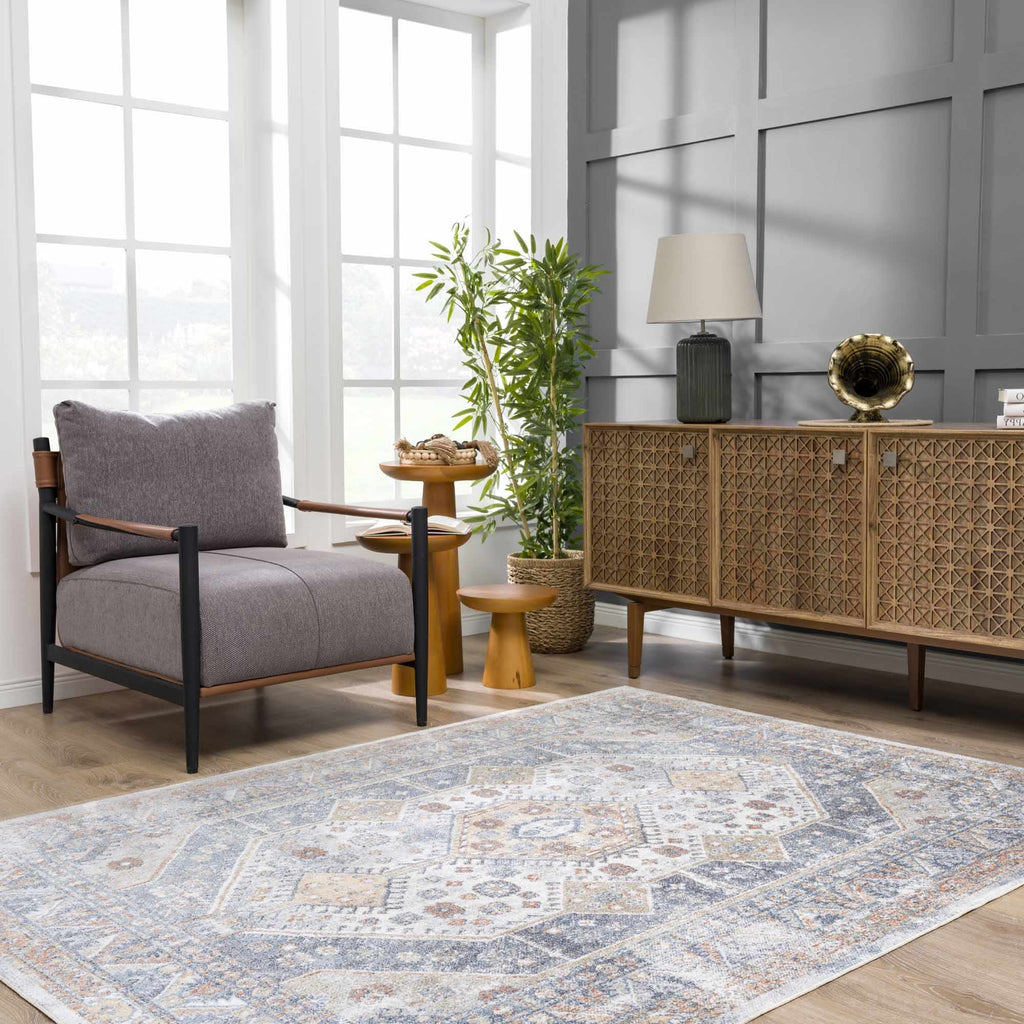 Hauteloom Afya SLLIAFYA890 Navy Machine Made Polyester Rug