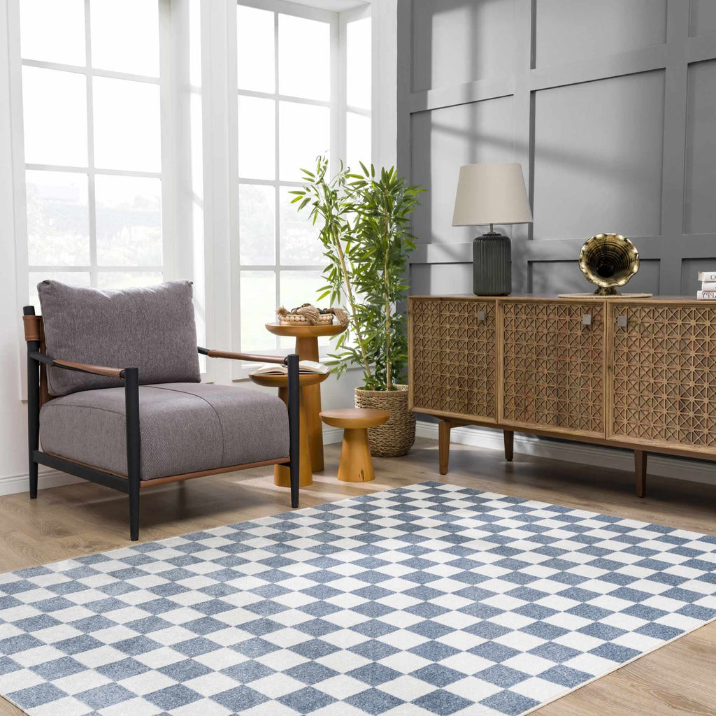 Hauteloom Brone SLLIBRONEA1 Blue Machine Made Polyester Rug