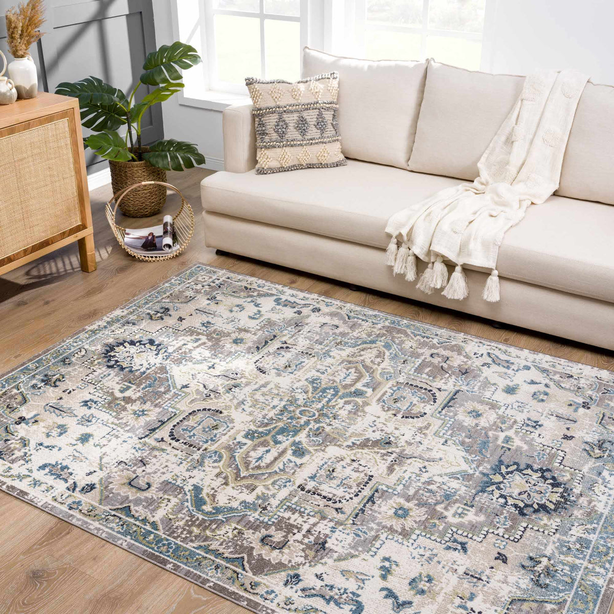 Hauteloom Johnstonville JO Cream Machine Made Polyester Rug