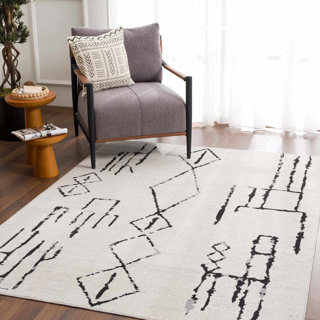 Hauteloom Maguyam MAGU Black Machine Made Polyester Rug