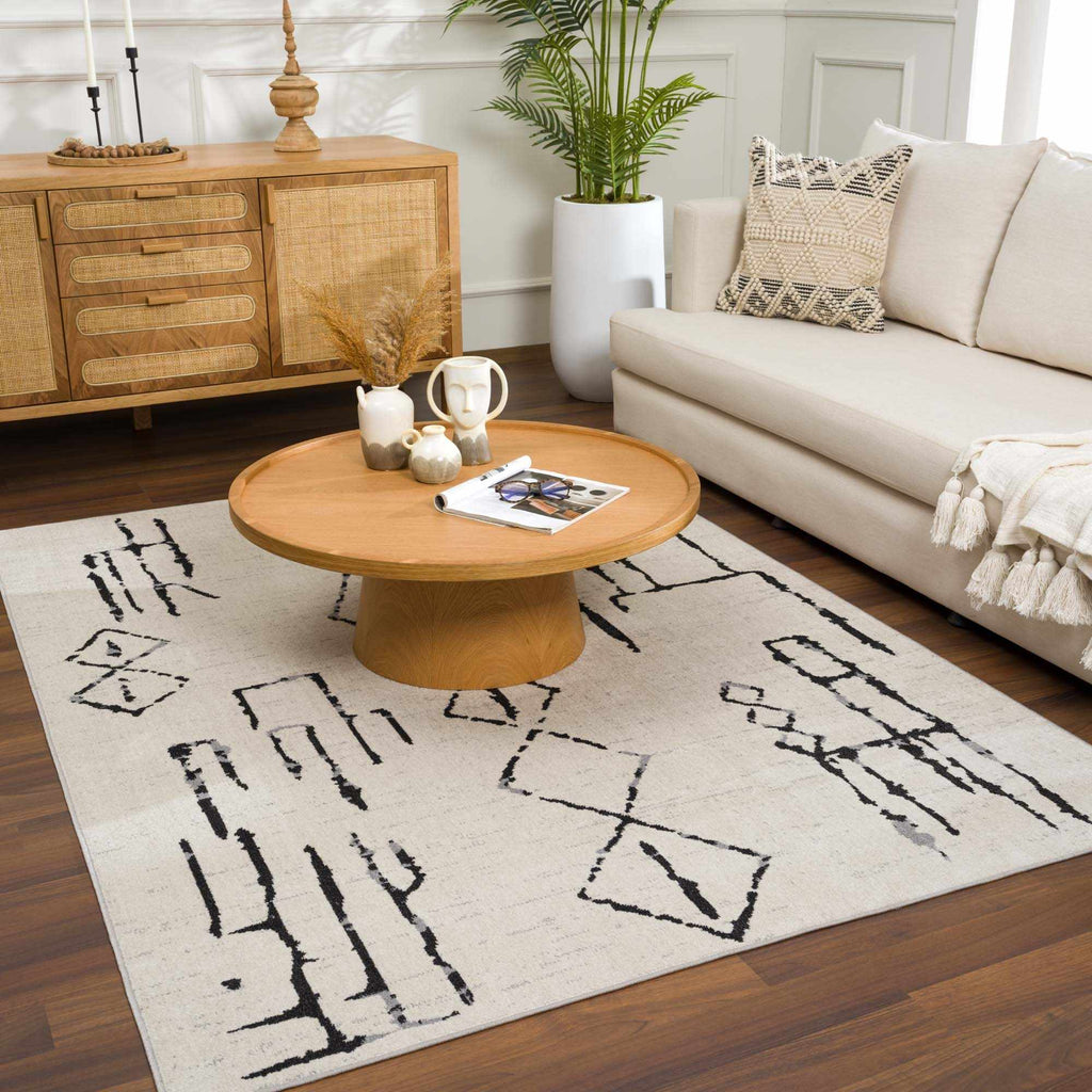 Hauteloom Maguyam MAGU Black Machine Made Polyester Rug