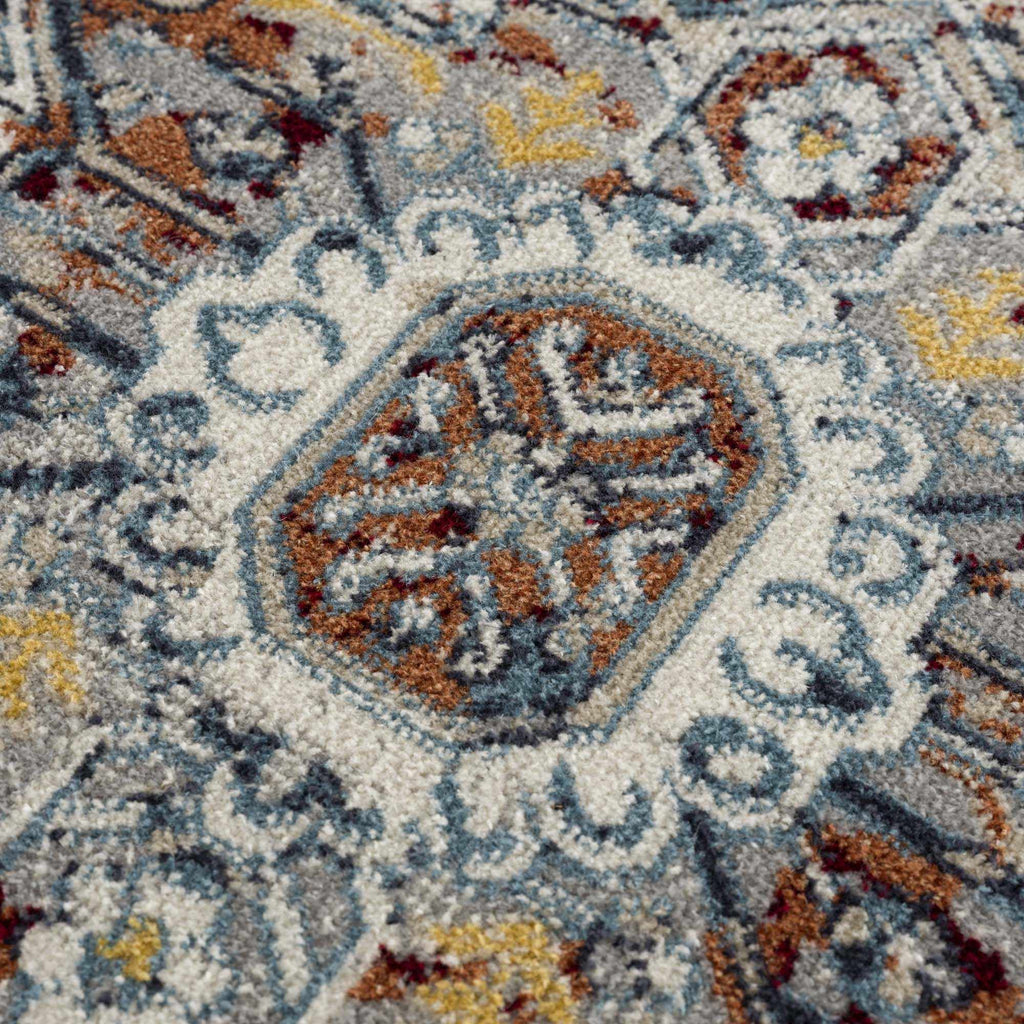 Hauteloom Uson USO Blue Machine Made Polyester Rug