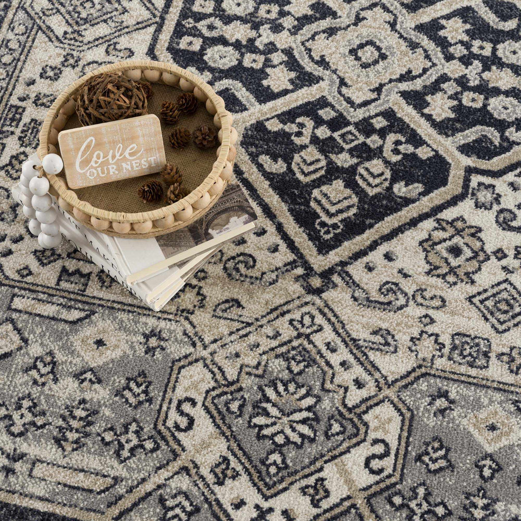 Hauteloom Rebe RBRG Black Machine Made Polyester Rug