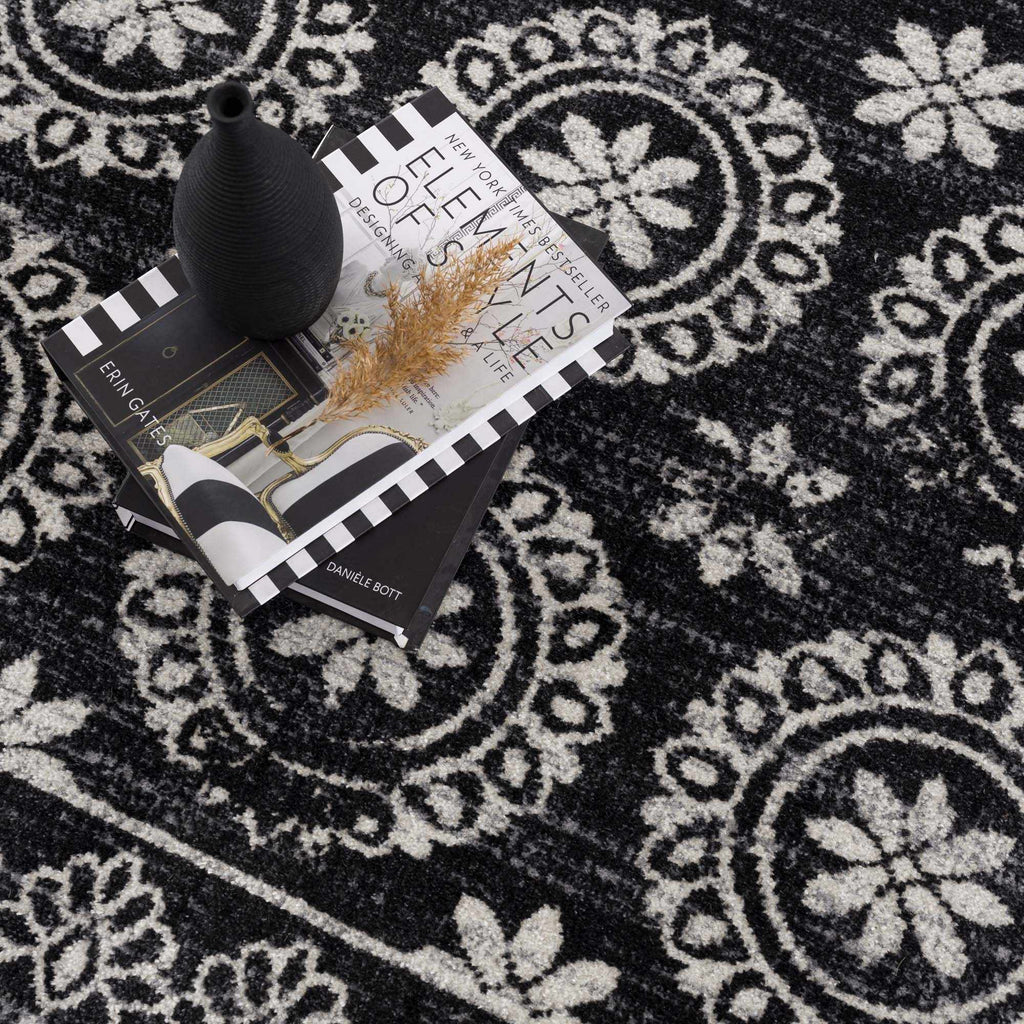 Hauteloom Kahramankazan KAHR Black Machine Made Polyester Rug