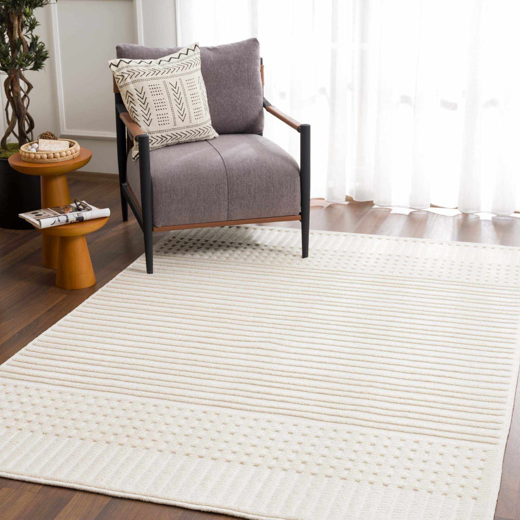 Hauteloom Rhun SLYBRHUN8A1 White Machine Made Polypropylene Rug