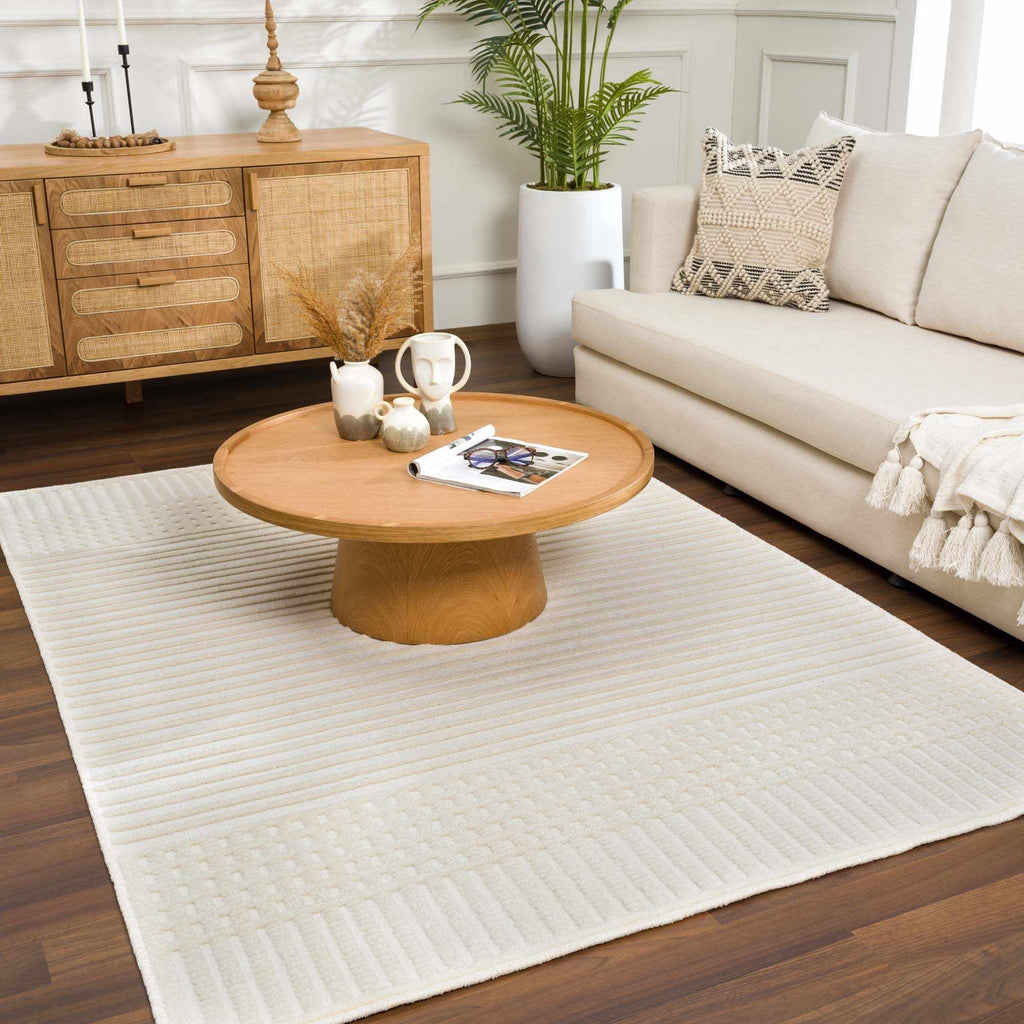 Hauteloom Rhun SLYBRHUN8A1 White Machine Made Polypropylene Rug