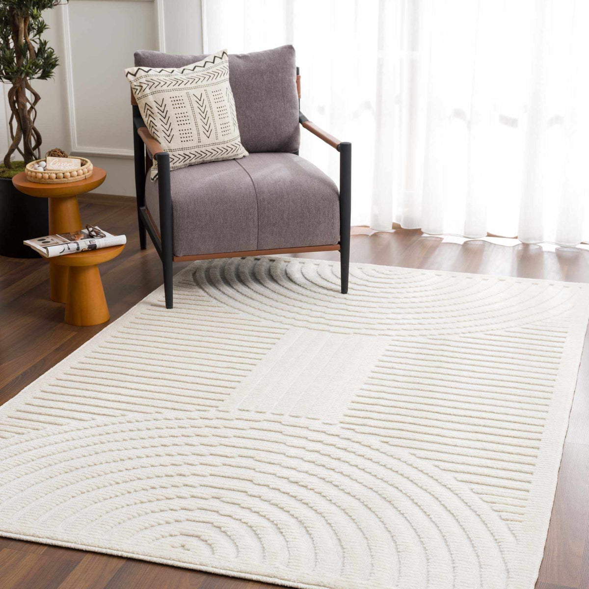 Hauteloom Deron SLYBDERONA1 White Machine Made Polypropylene Rug