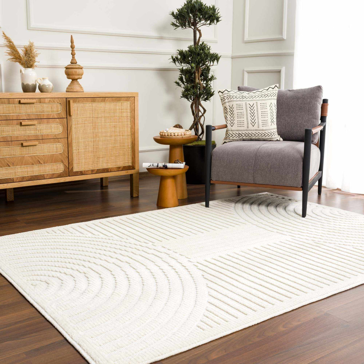 Hauteloom Deron SLYBDERONA1 White Machine Made Polypropylene Rug