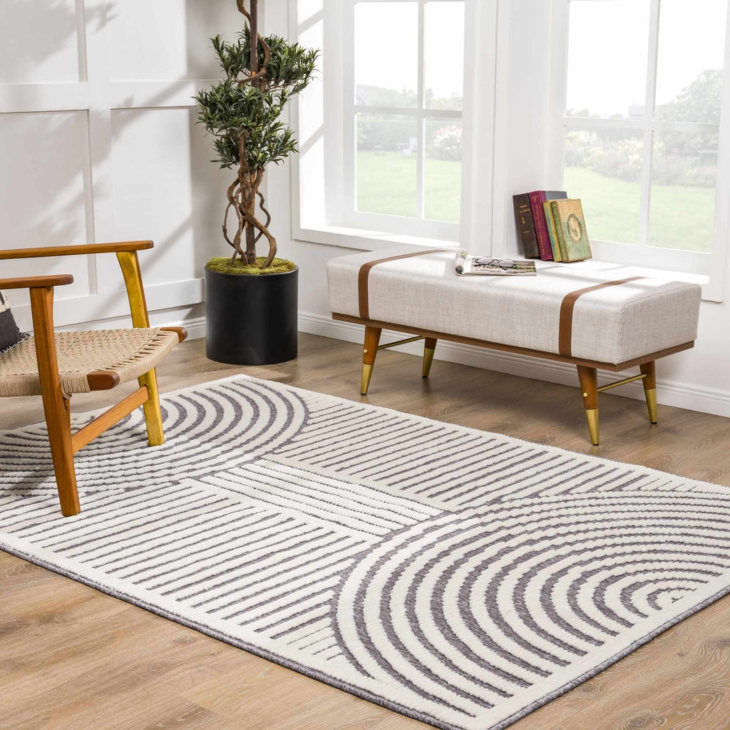 Hauteloom Deron SLYBDERONA3 Gray Machine Made Polypropylene Rug