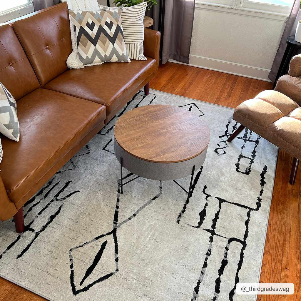 Hauteloom Maguyam MAGU Black Machine Made Polyester Rug