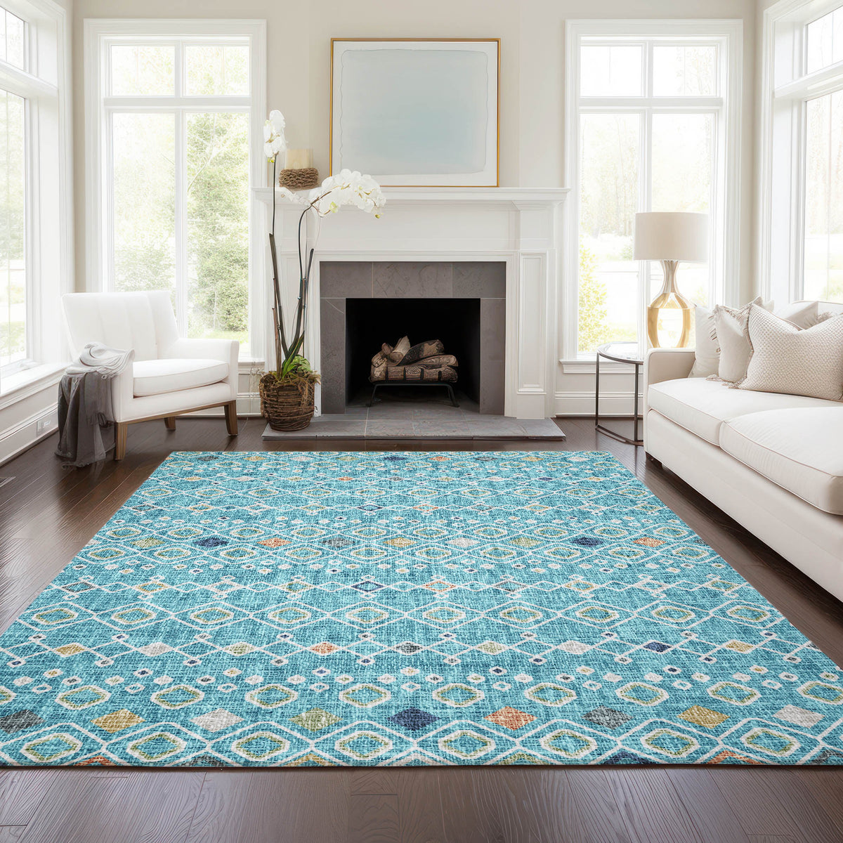 dalyn portico po4 teal rug