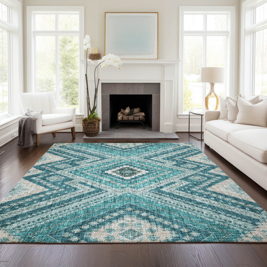 dalyn portico po5 teal rug