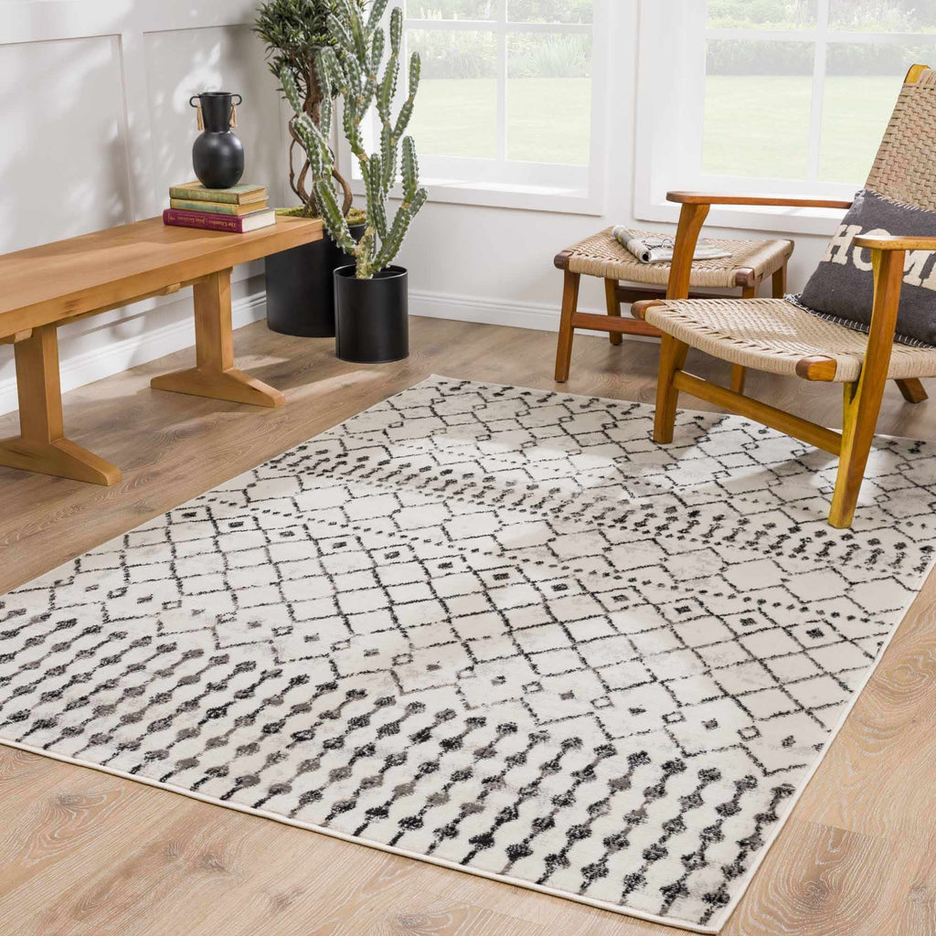 Hauteloom Cowplain COWPL Black Machine Made Polypropylene Rug