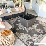Hauteloom Roseglen ROSE Black Machine Made Olefin Rug