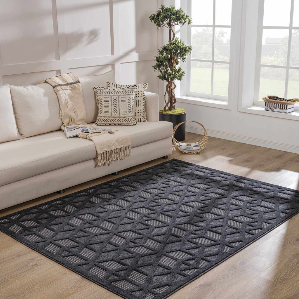 Hauteloom Nuri SSAMNURICA1 Black Machine Made Polypropylene Rug
