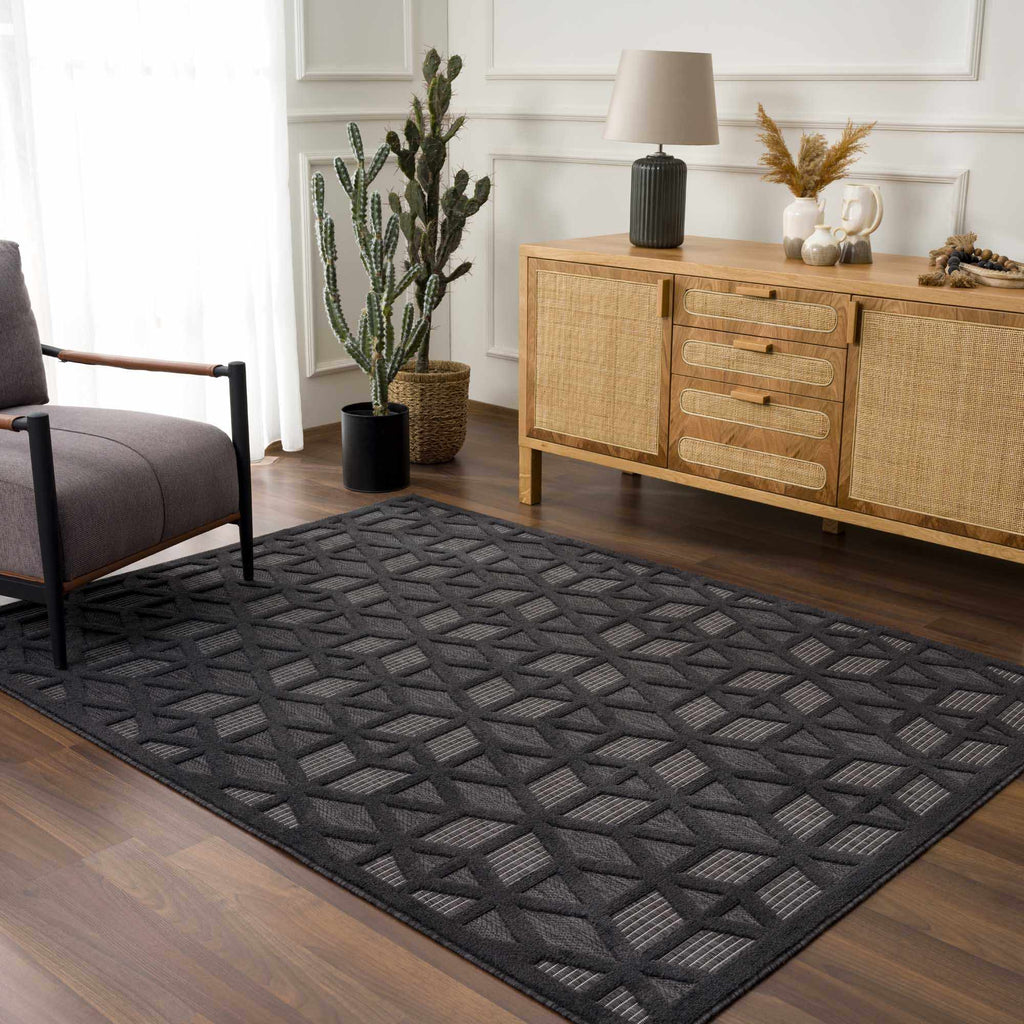 Hauteloom Nuri SSAMNURICA1 Black Machine Made Polypropylene Rug
