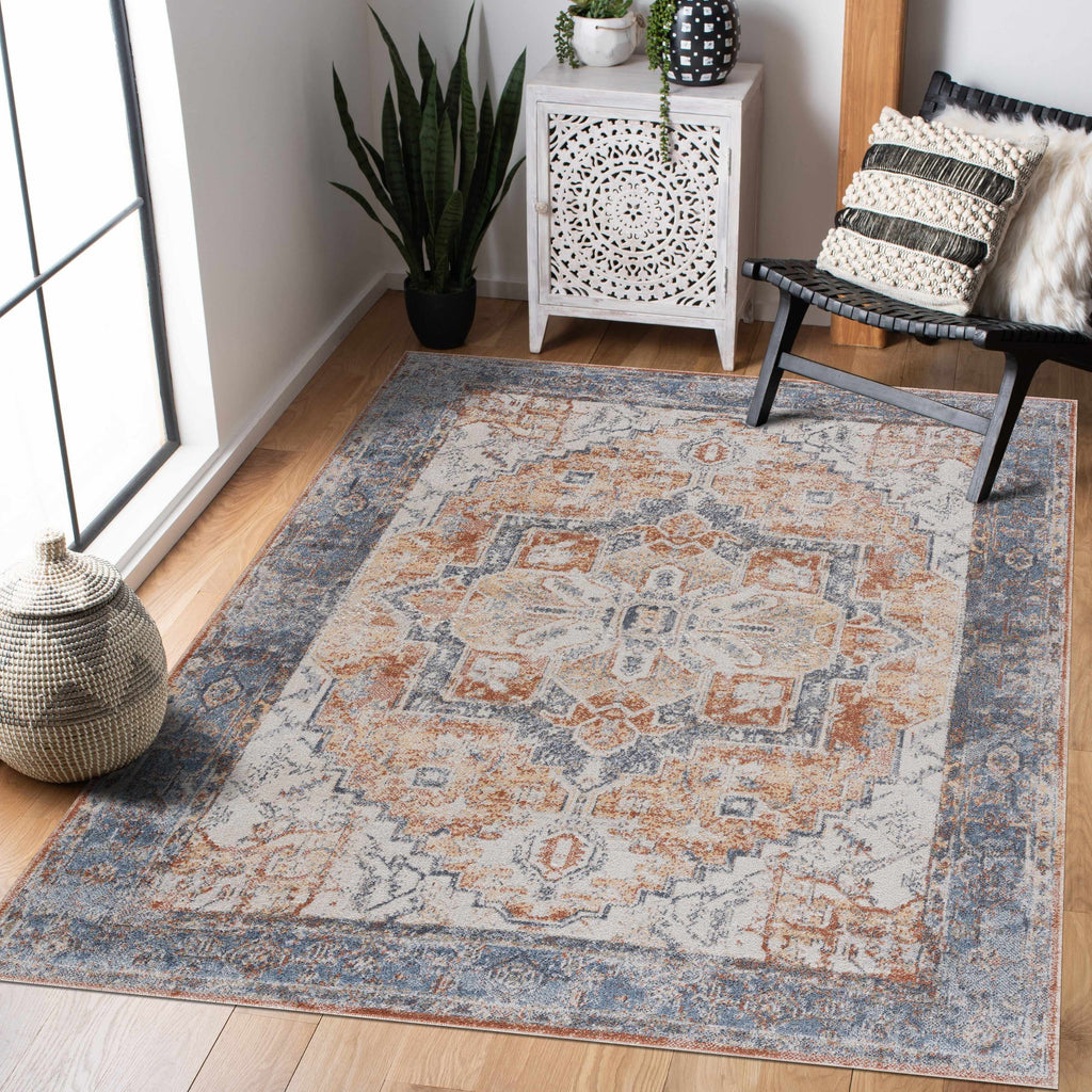 Hauteloom Hera HMABHERAR90 Blue Machine Made Polyester Rug