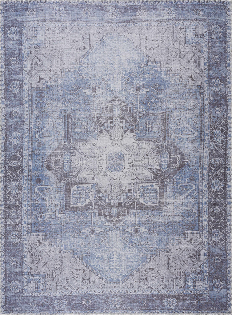 Hauteloom Pays PYS Sky Blue Machine Made Cotton Rug