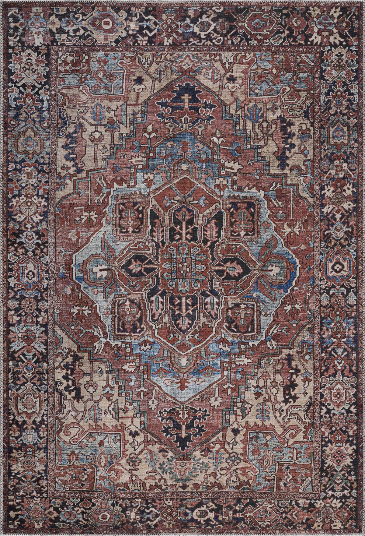 Hauteloom Neyland Washable NEYW Bright Red Machine Made Polyester Rug