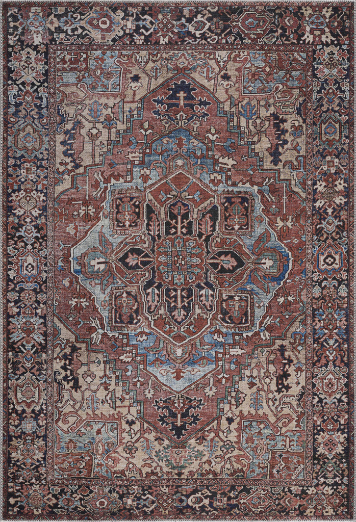 Hauteloom Neyland Washable NEYW Bright Red Machine Made Polyester Rug