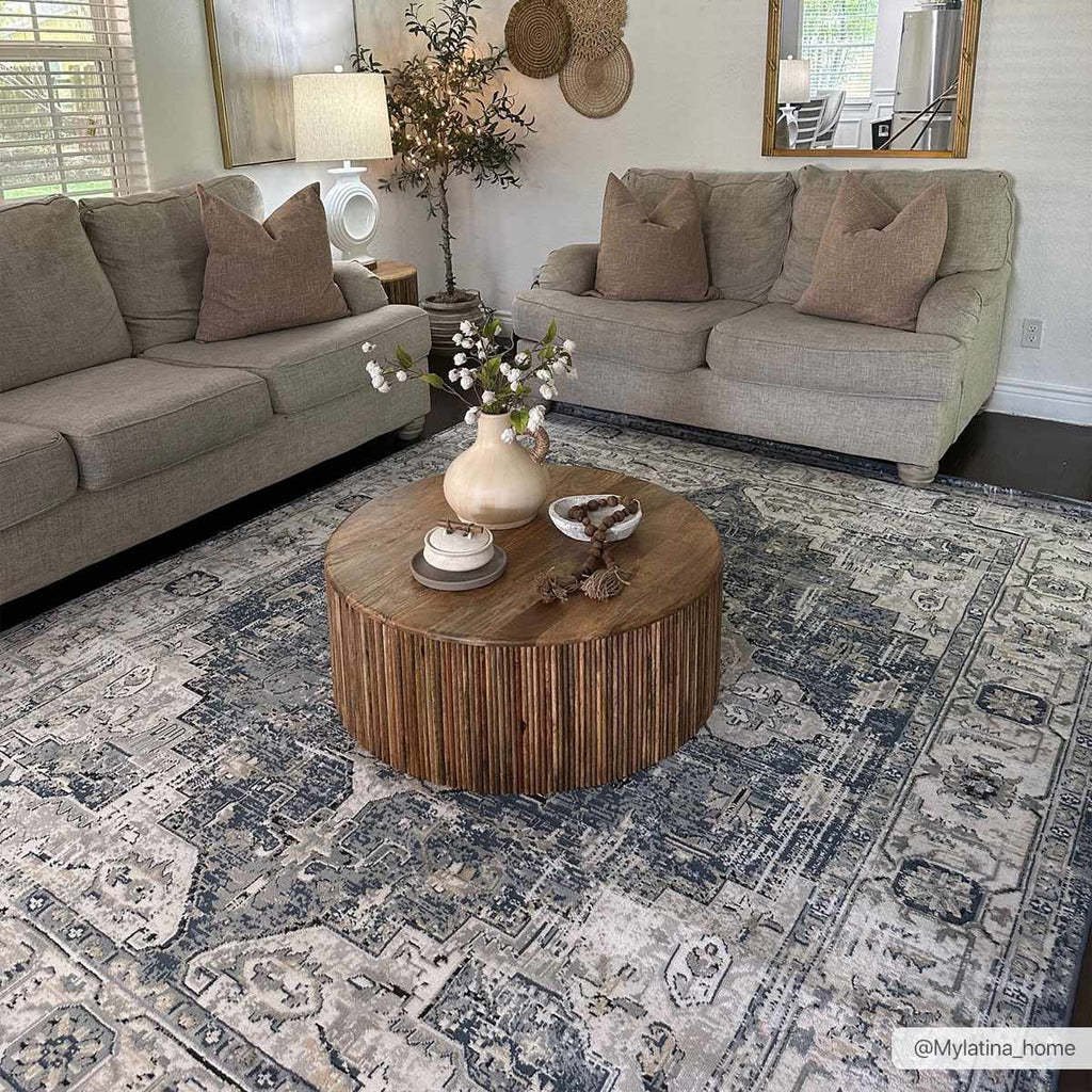 Hauteloom Telina TELI Blue Machine Made Polypropylene Rug