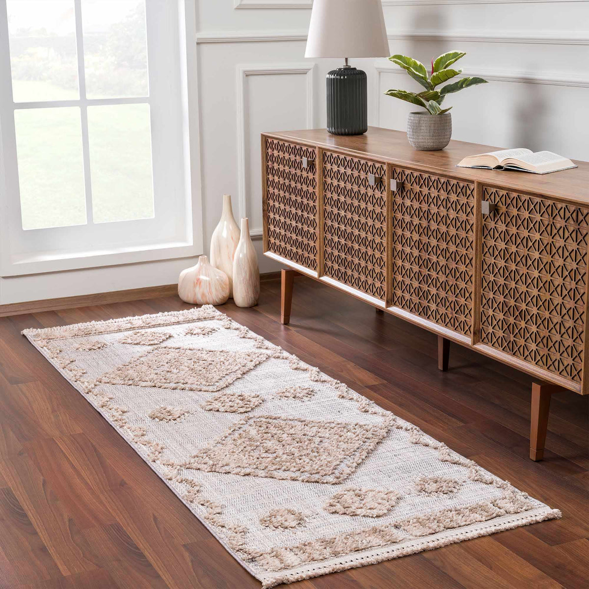 Hauteloom Ampusungan AMPU Charcoal Machine Made Polyester Rug