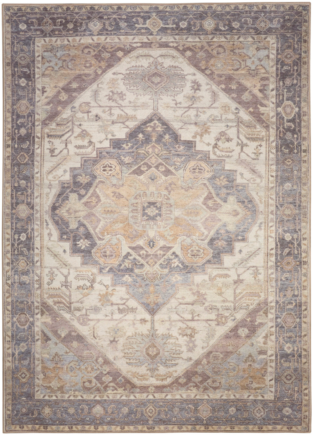 nourison vintage washables vws13 ivory purple rug