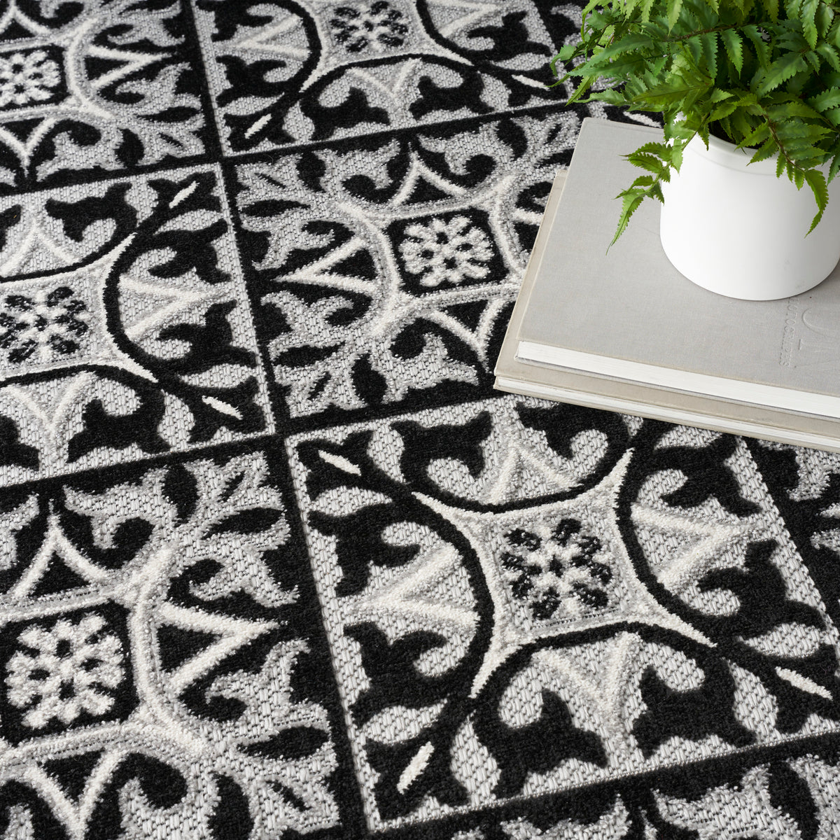 nourison aloha alh34 black white rug