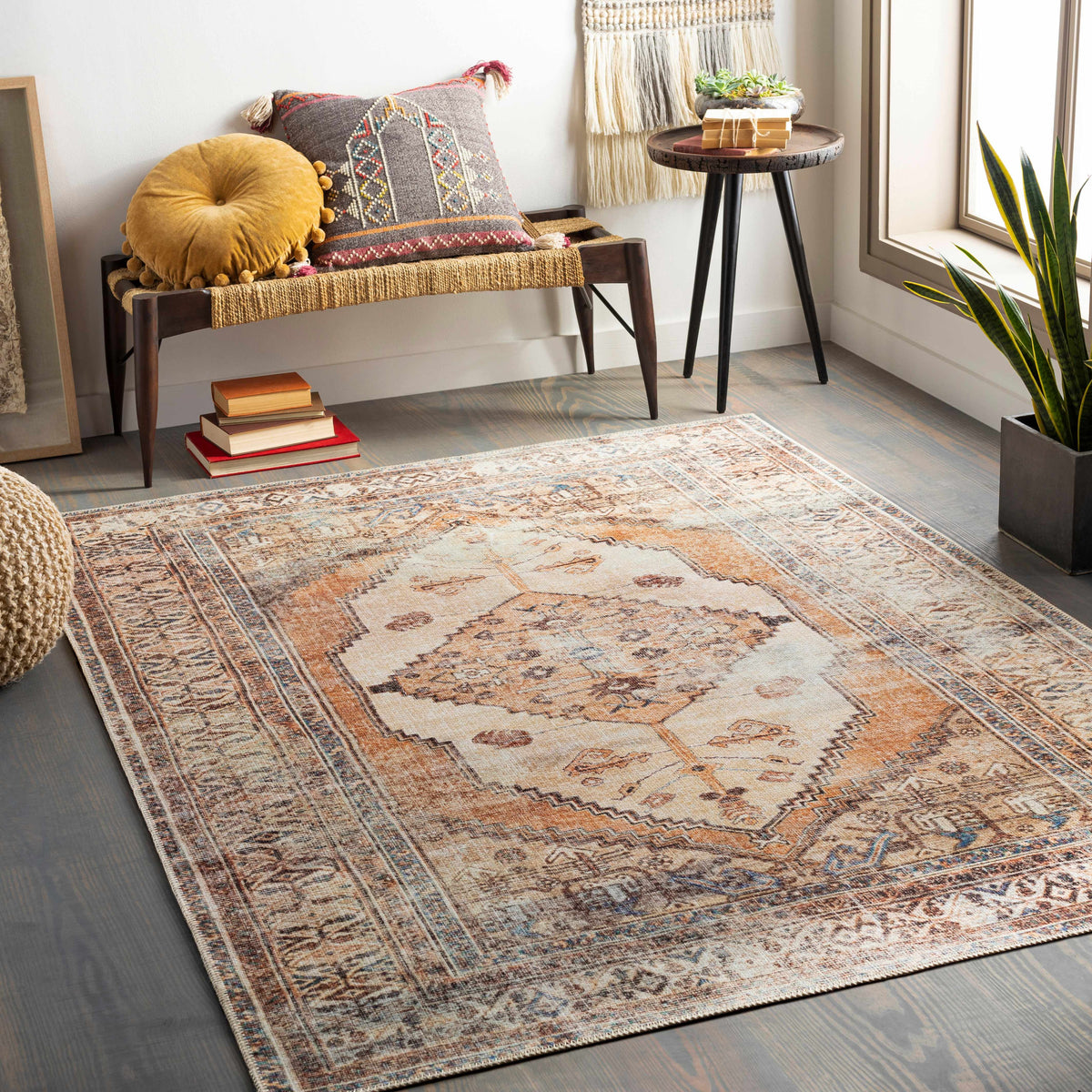 Hauteloom Arncliffe ACCI Orange Machine Made Polyester Rug