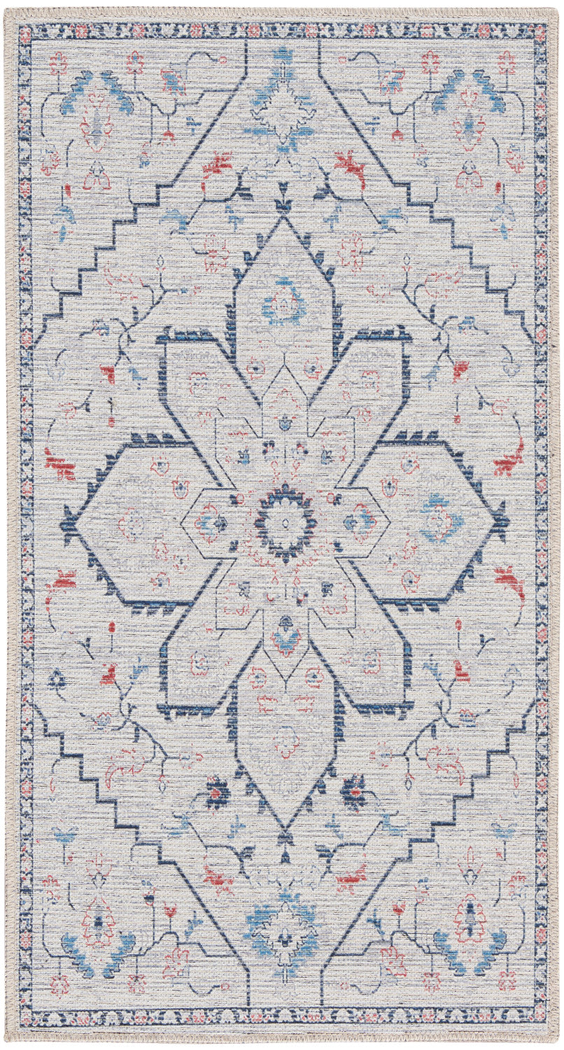 nourison new concept washables sr110 ivory blue rug