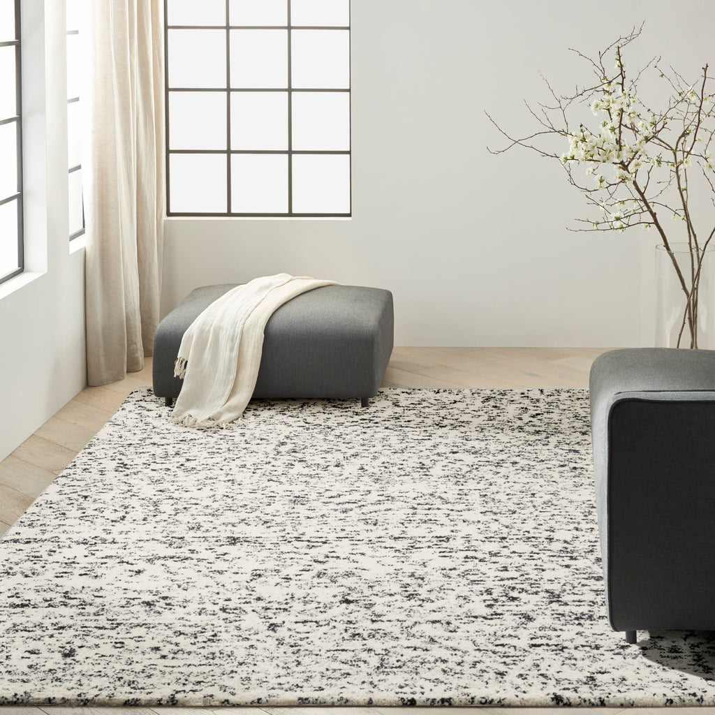 nourison ck042 billows bil01 ivory black rug