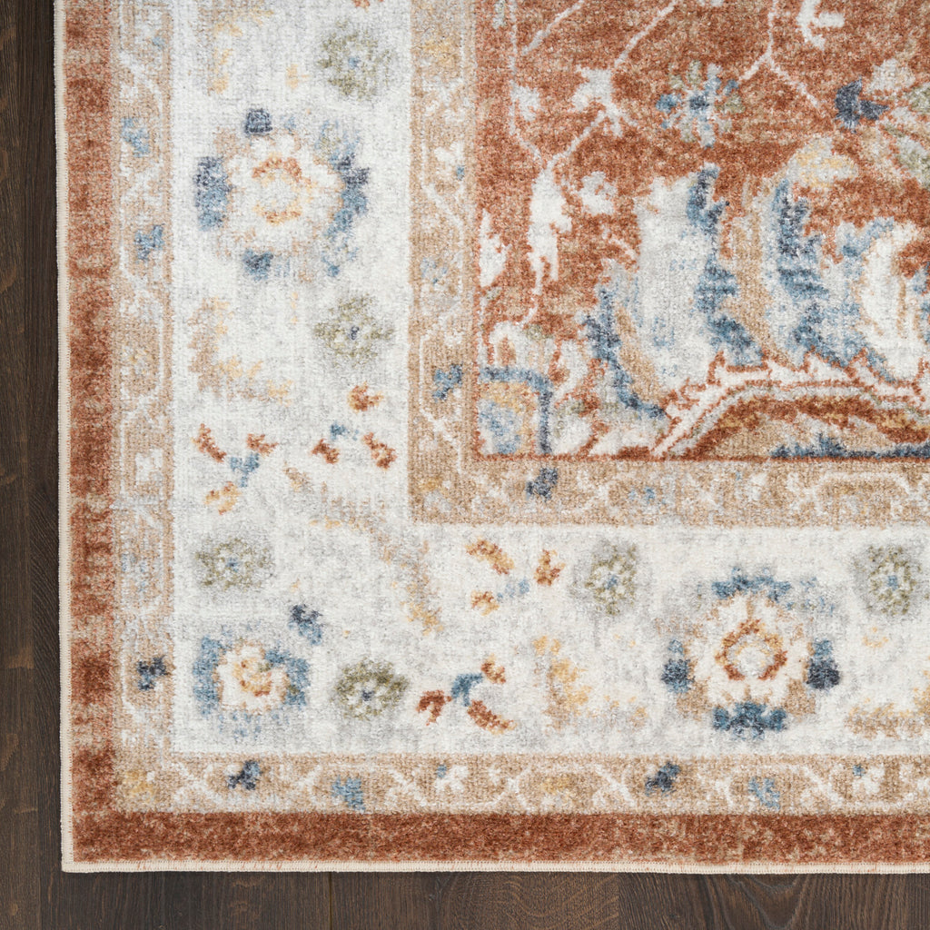 nourison astra machine washable asw20 rust ivory rug