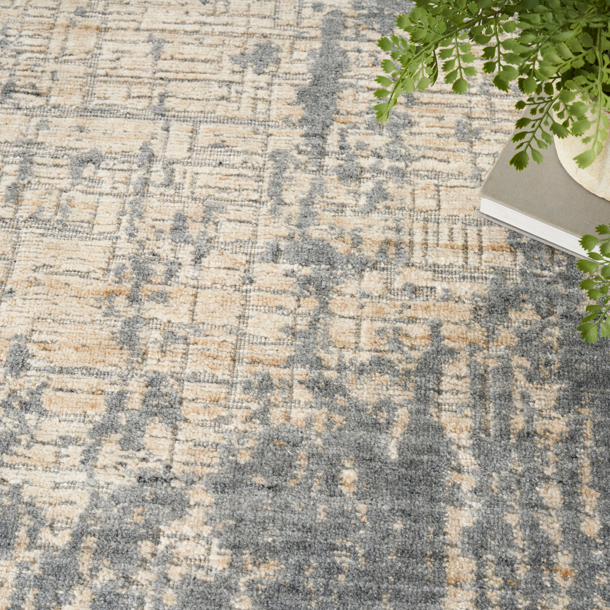 nourison harmony hay03 slate beige rug