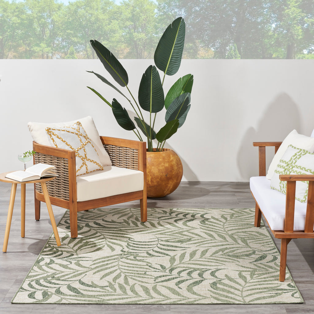 nourison garden oasis goa01 ivory green rug