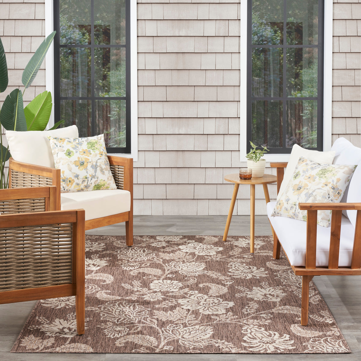 nourison garden oasis goa03 mocha rug