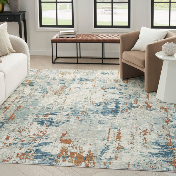 nourison quarry qua01 beige blue rust rug
