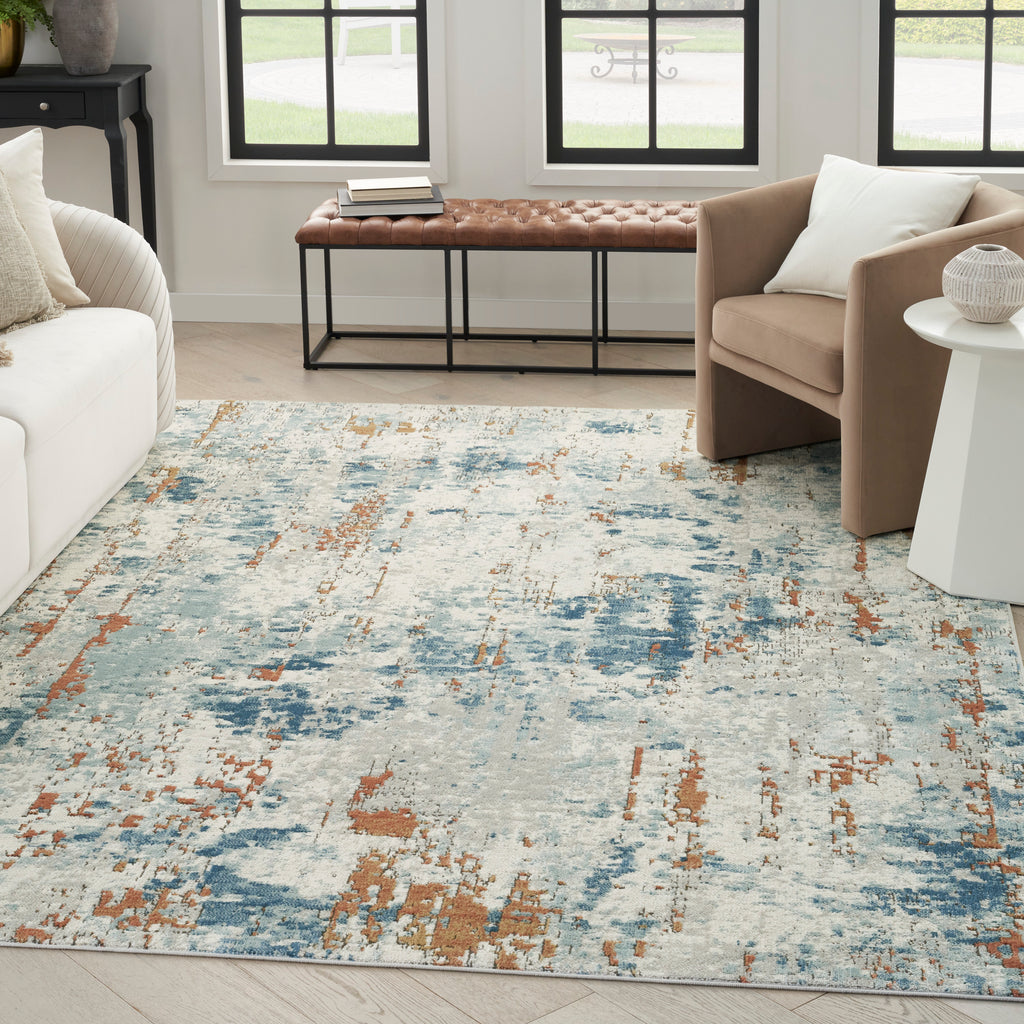 nourison quarry qua01 beige blue rust rug